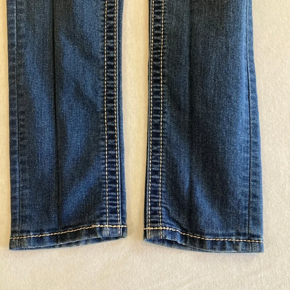 Miss Me Jeans 27 (Fit 27x29.5) Mid-Rise Skinny Jeans Blue Rhinestone Cross